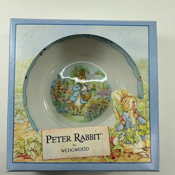 WEDGWOOD Peter Rabbit Child Birthday Cereal Oatmeal Bowl 1996 NEW in Box - Picture 2 of 9